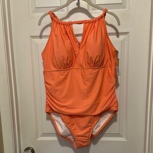 Kona Sol Peachy Orange One-Piece Swimsuit